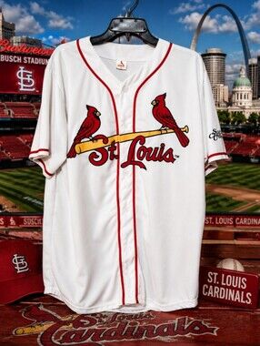 St. Louis Cardinals Jersey XL White Button Front Scott Credit Union MLB Like New